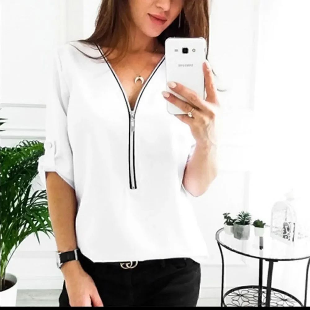 T&J Designs, Zipper Blouse, S